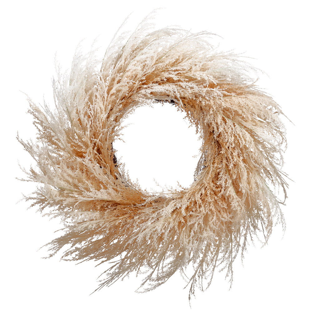 36" Artificial Pampas Grass Hanging Wreath -Beige