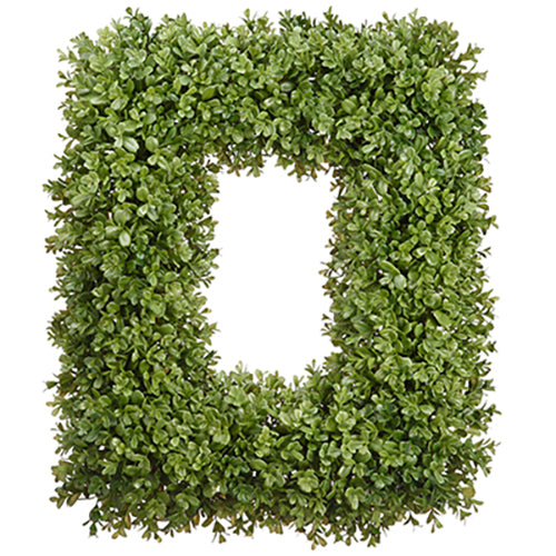 22"Hx18"W Artificial Boxwood Rectangle-Shaped Hanging Wreath -Green