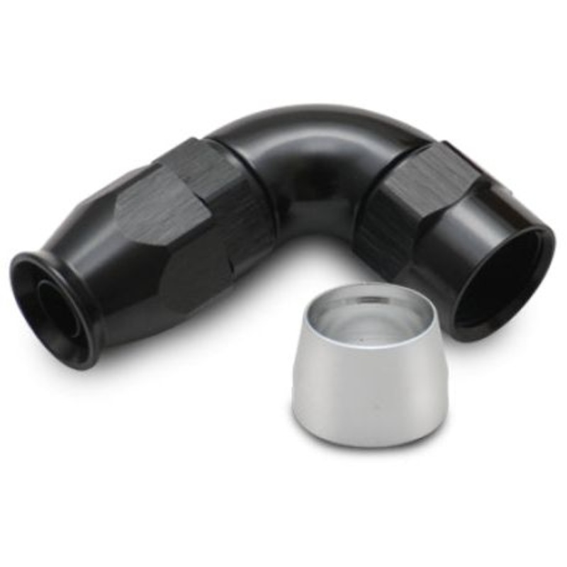 Vibrant Aluminum 90 Deg One Piece Hose End Fitting for PTFE Lined Hose -8AN Size