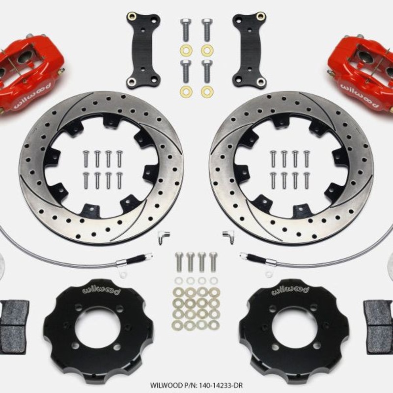 Wilwood Forged Dynalite Front Hat Kit 12.19in Drilled Red 2016-Up Mazda MX5 Miata w/ Lines