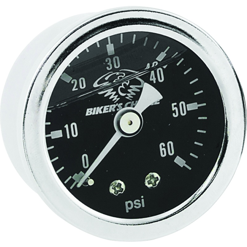 Bikers Choice Black Face Liquid Filled Oil Pressure Gauge 0-60 Psi 1/8 NPT