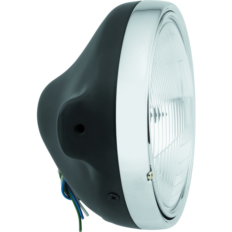 BikeMaster 7in Slim Headlight Side Mount - Black