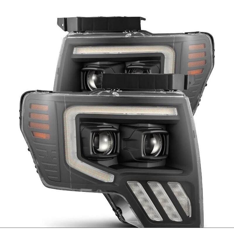 AlphaRex 09-14 Ford F-150 PRO-Series Projector Headlights Plank Style Black w/Activ Light/Seq Signal