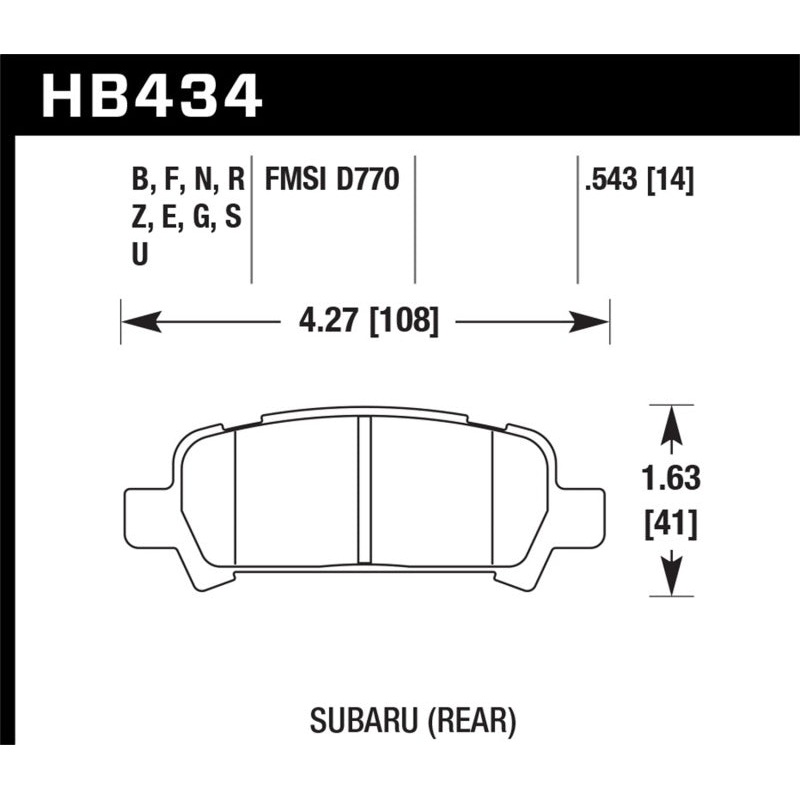 Hawk 02-03 WRX / 05-08 LGT D770 Performance Ceramic Street Rear Brake Pads