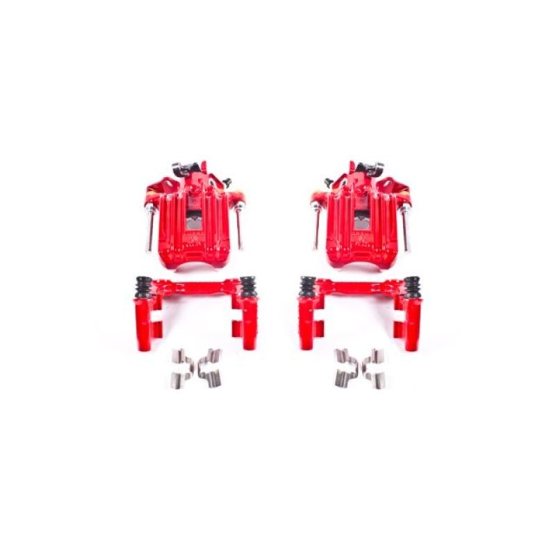 Power Stop 00-06 Audi TT Quattro (w/Non Vented Rotors Only) Rear Red Calipers w/Brackets - Pair