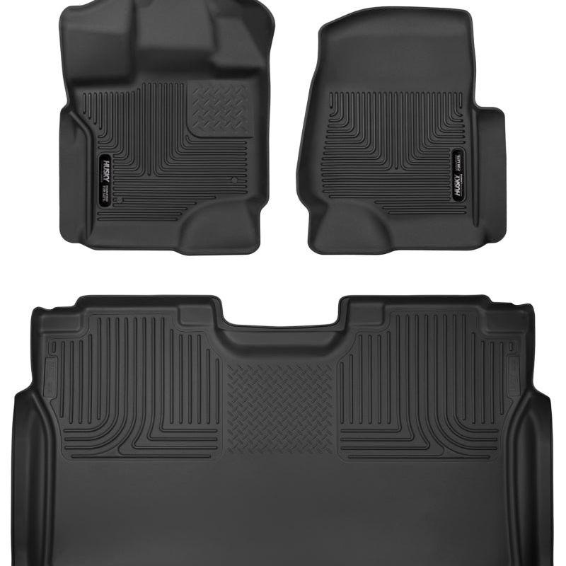 Husky Liners 15-23 Ford F-150 SuperCrew Cab X-Act Contour Front & 2nd Row Seat Floor Liners - Black