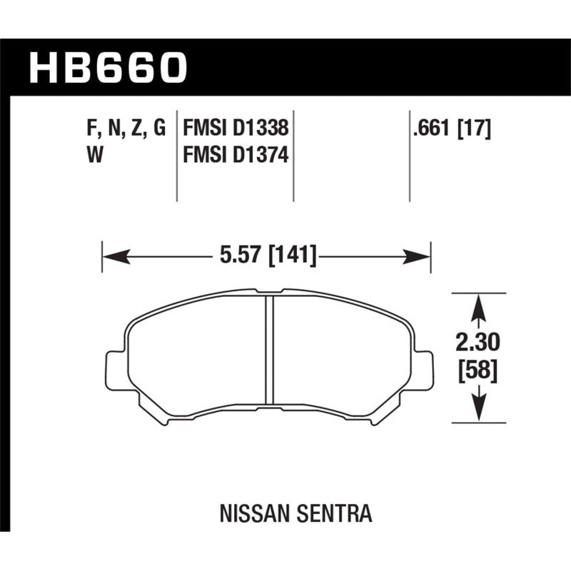 Hawk 09-10 Nissan Maxima / 08-10 Rogue / 07-09 Sentra SE-R / 10  Sentra SE-R M/T HPS Street Front Br