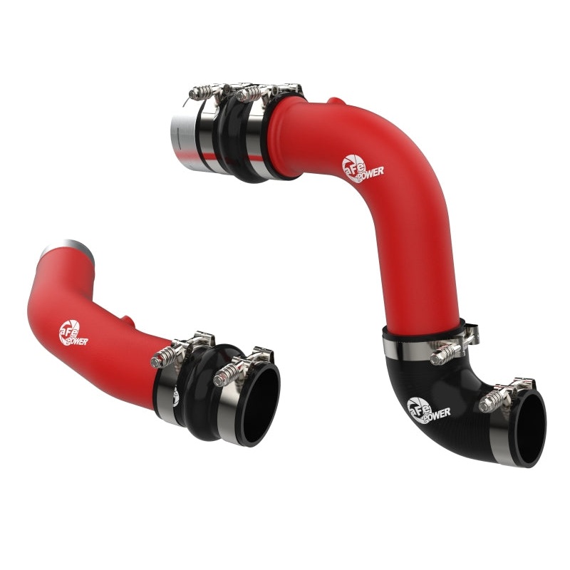 aFe 23-24 Ford Diesel Trucks V8-6.7L (td) BladeRunner Aluminum Hot and Cold Charge Pipe Kit - Red