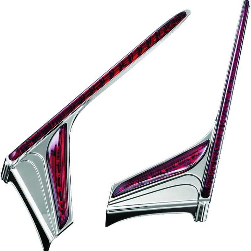 Kuryakyn L.E.D. Vertical Rear Light Strips 12-17 GL1800 Chrome Red Lens
