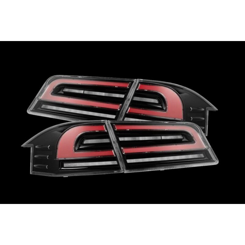AlphaRex 12-21 Tesla Model S LUXX-Series LED Tail Lights - Black/Red