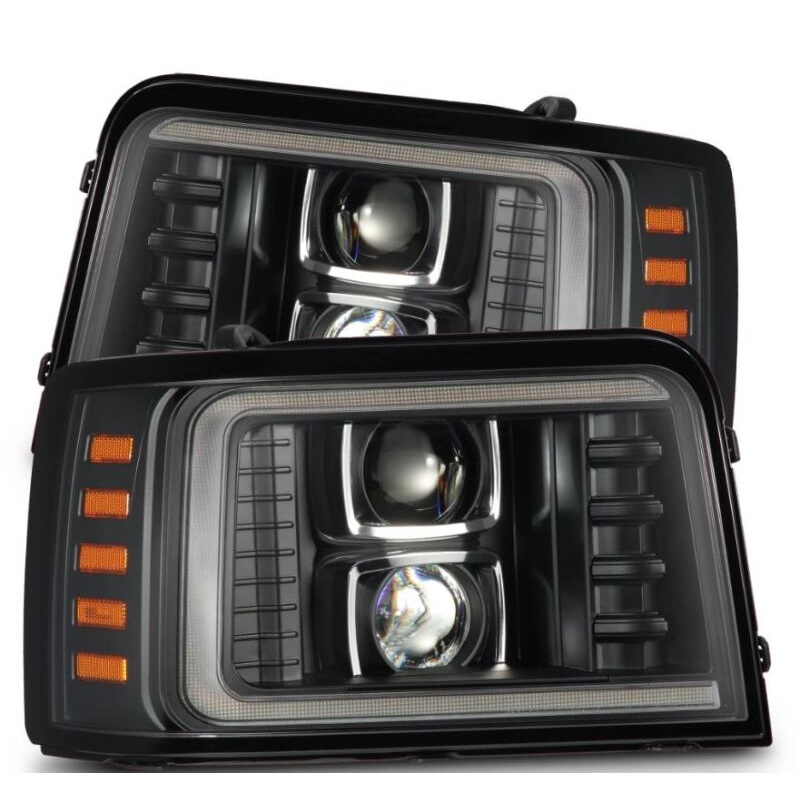 AlphaRex 92-96 Ford F-Series/Bronco LUXX-Series Proj Headlights Blk w/Actv Light SeqSig & SBDRL