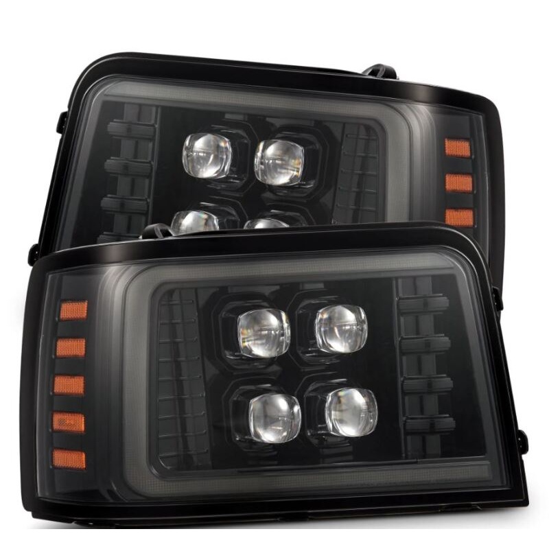 AlphaRex 92-96 Ford F-Series/Bronco NOVA-Series LED Proj Headlight Alpha-Bk w/Actv Light SS & SBDRL