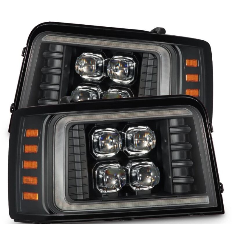 AlphaRex 92-96 Ford F-Series/Bronco NOVA-Series LED Proj Headlight Bk w/Actv Light SeqSig & SBDRL