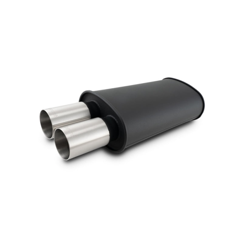 Vibrant StreetPower Flat Muffler Dual 304SS Brushed Tips 9in x 5in x 15in - 3in Dual Inlet
