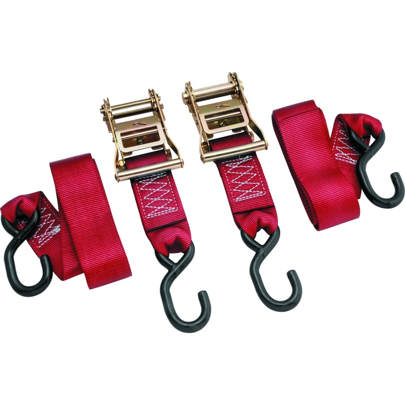BikeMaster 2x84in Ratchet Tiedown Pair - Red