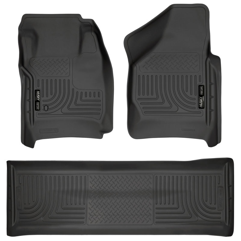 Husky Liners 08-10 Ford SD Crew Cab WeatherBeater Combo Black Floor Liners (w/o Manual Trans Case)
