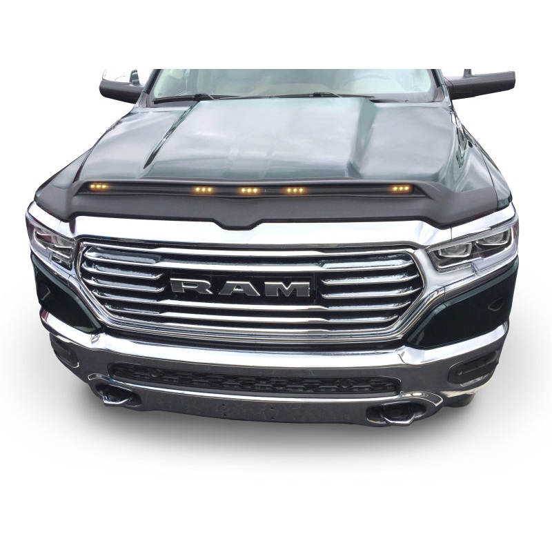 AVS 2019 Dodge Ram 1500 Aeroskin Low Profile Hood Shield w/ Lights - Black