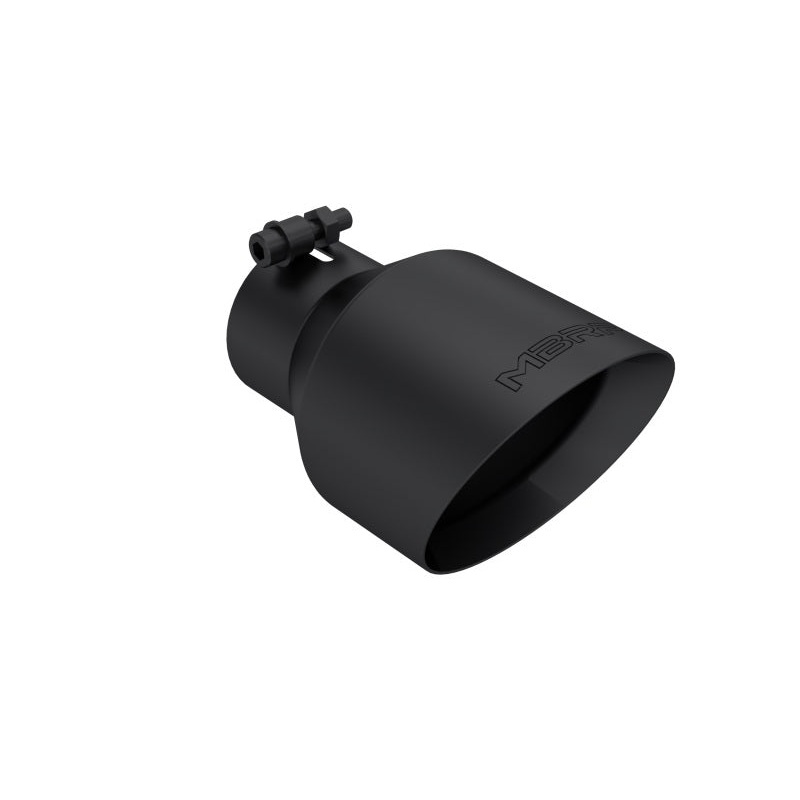MBRP Universal 3in Hex Tip 5in Inlet 8in Length Dual Wall Exhaust Tip - Black Coated