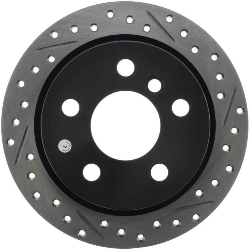 StopTech 14-15 Mini Cooper Base Slotted & Drilled Rear Left Rotor