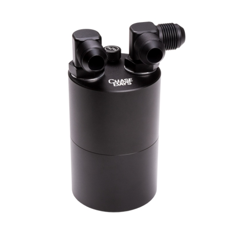 Chase Bays -10AN 90A L-Fitting Inlet -10AN 90 Deg Elbow Outlet Oil Catch Can w/Type 1 Bracket