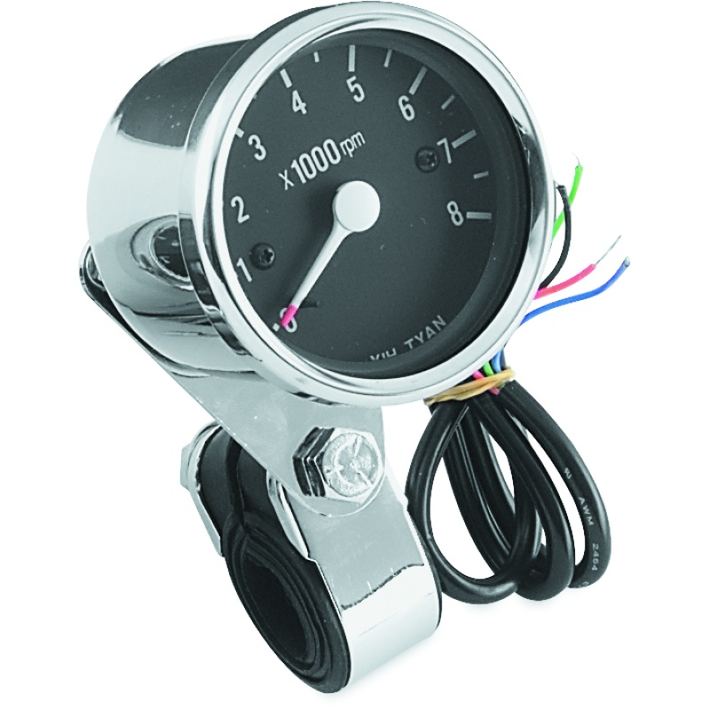 Bikers Choice Big Twin & XL Electronic Mini Tachometer 8000 RPM Black Face 2 1/2 Inch