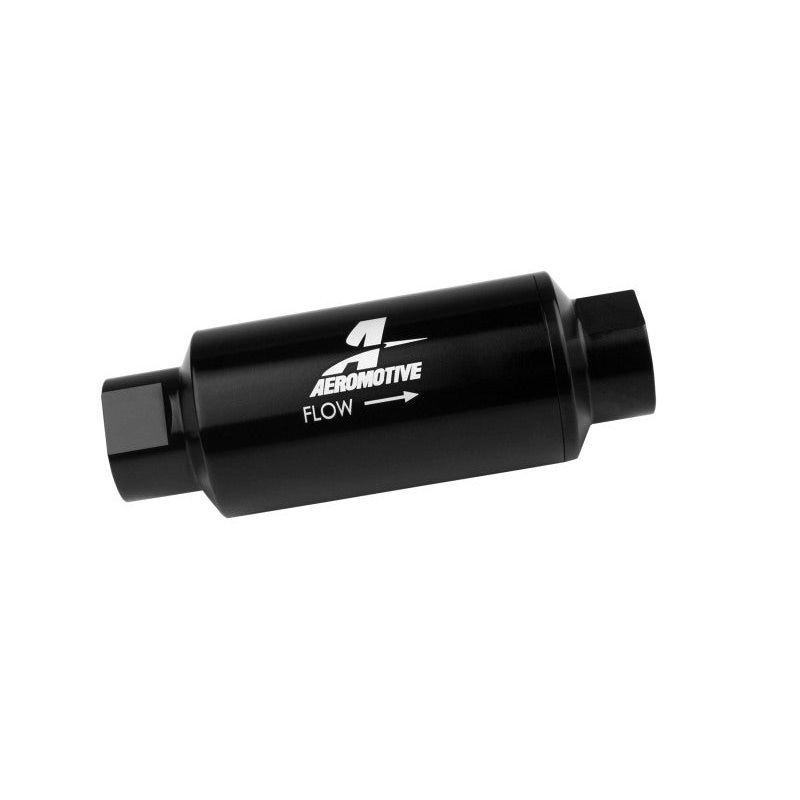 Aeromotive In-Line Fuel Filter 40-M Stainless Mesh Element ORB-10 Port (Bright-Dip Black) 2in. OD
