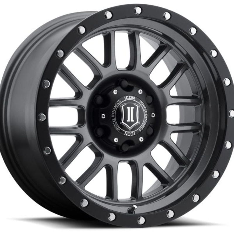 ICON Alpha 17x8.5 6x5.5 0mm Offset 4.75in BS 106.1mm Bore Gun Metal Wheel